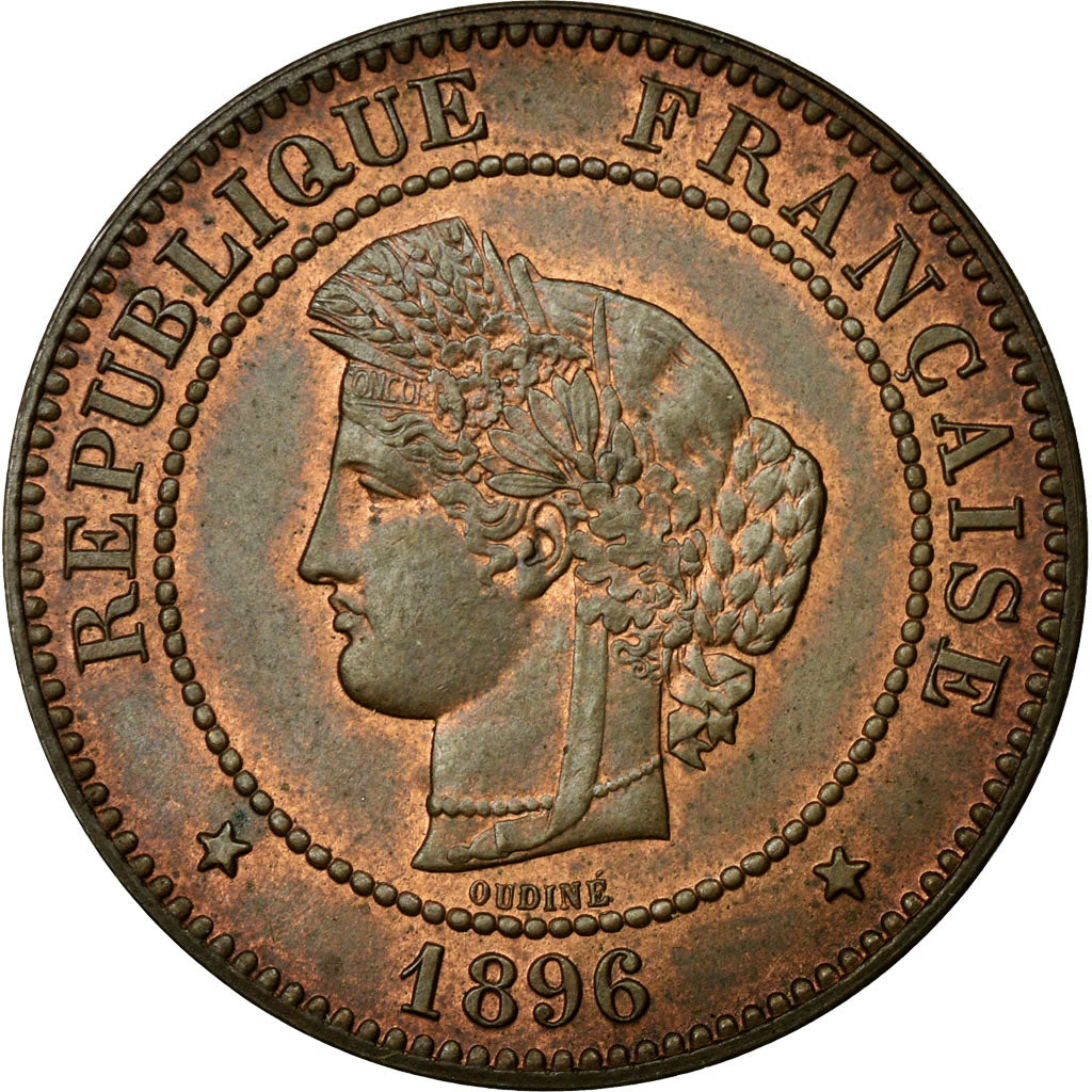Coin, France, Cérès, 5 Centimes, 1896, Paris, MS(60-62), Bronze, KM:821.1