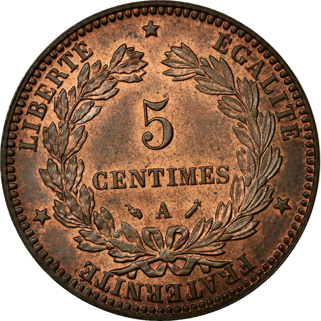 Coin, France, Cérès, 5 Centimes, 1896, Paris, MS(60-62), Bronze, KM:821.1