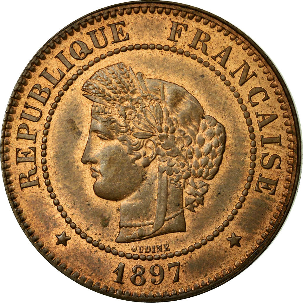 Coin, France, Cérès, 5 Centimes, 1897, Paris, MS(60-62), Bronze, Gadoury:157a