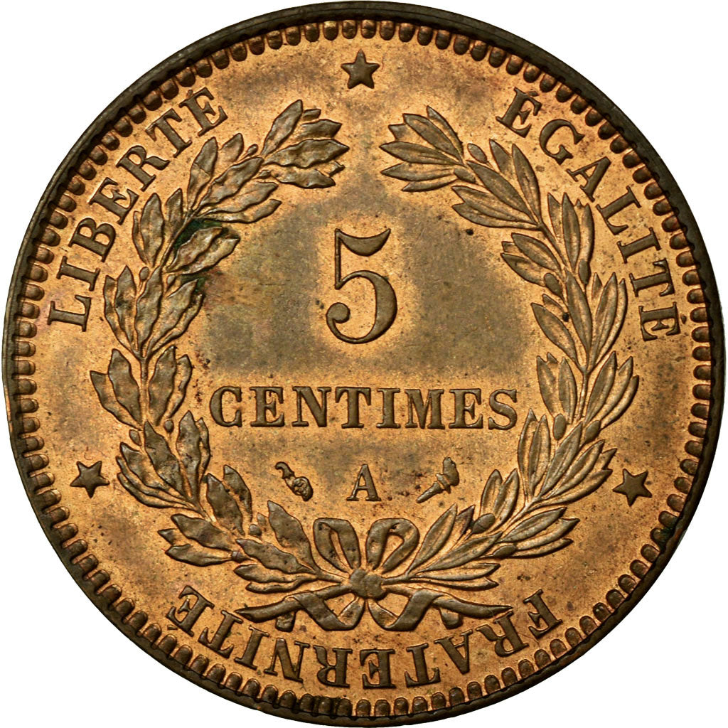 Coin, France, Cérès, 5 Centimes, 1897, Paris, MS(60-62), Bronze, Gadoury:157a
