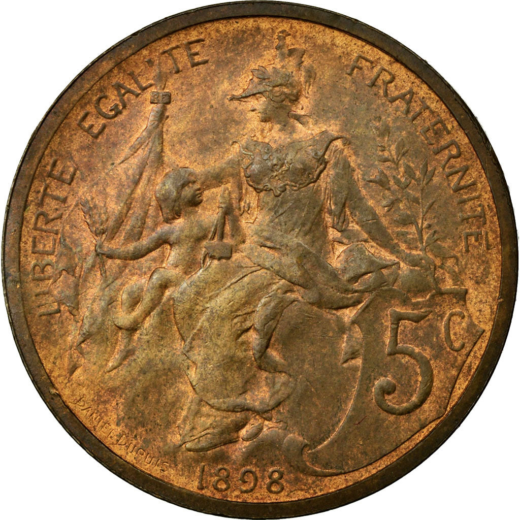Coin, France, Dupuis, 5 Centimes, 1898, Paris, MS(60-62), Bronze, Gadoury:165