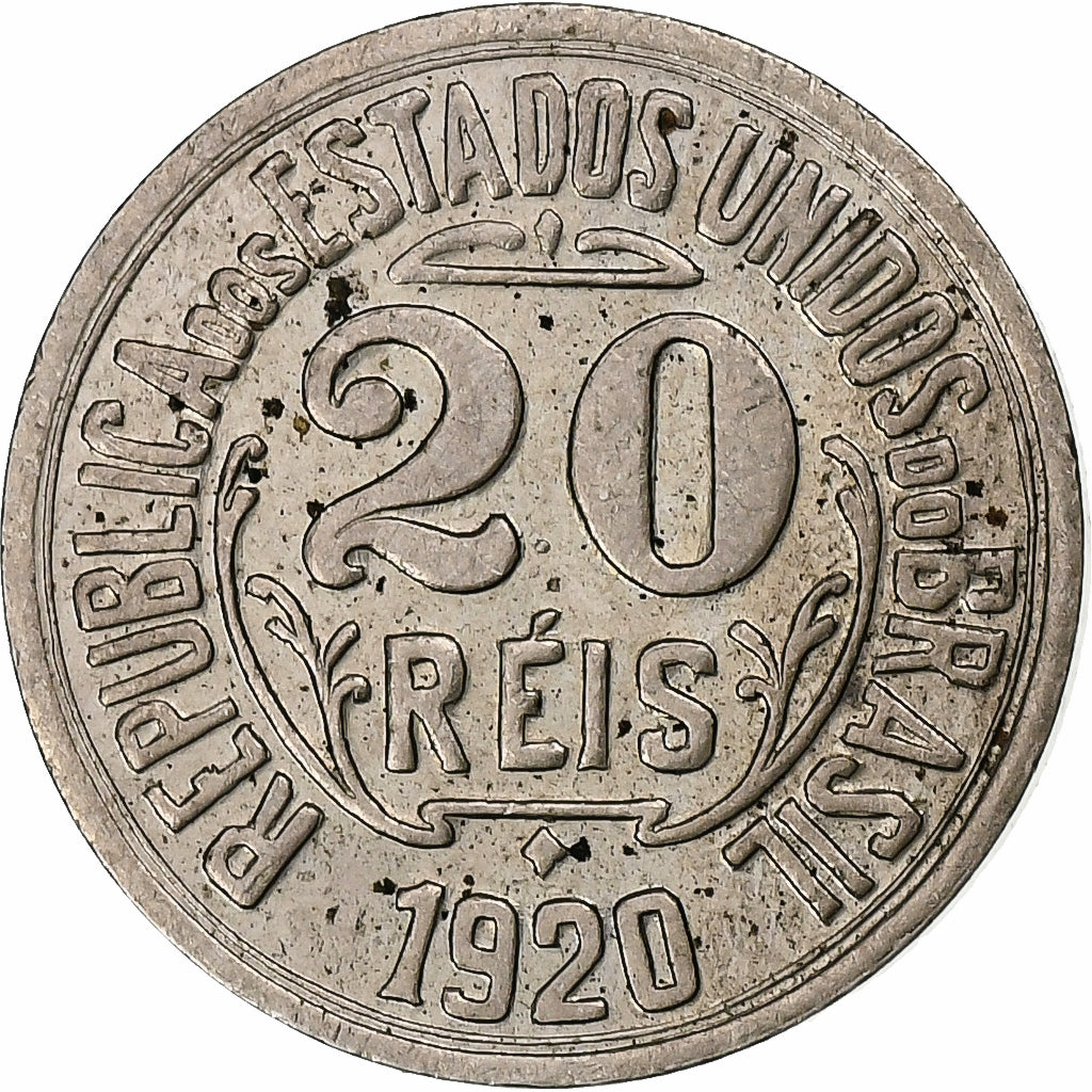 Brésil, 20 Reis, 1920, Cupro-nickel, TTB+