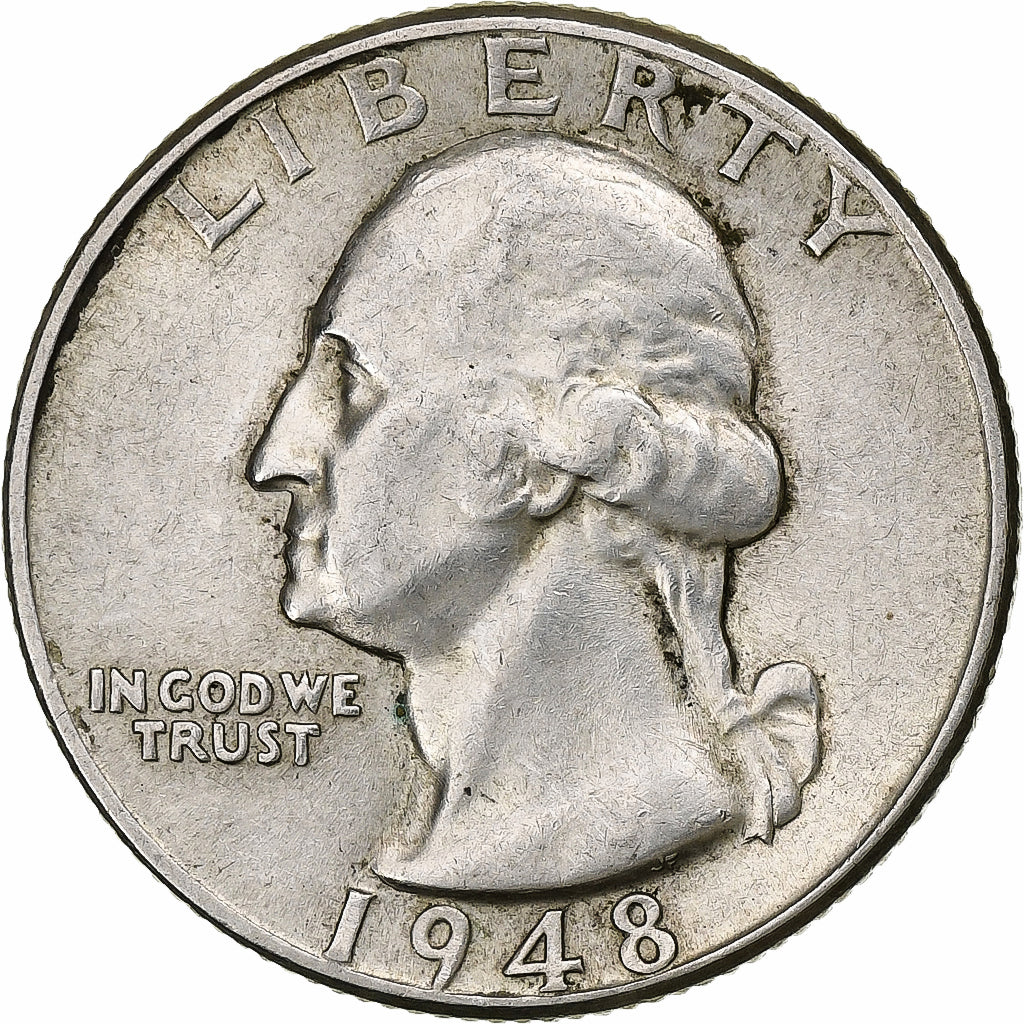 États-Unis, Washington Quarter, 1948, Philadelphie, Argent, TTB+, KM:164
