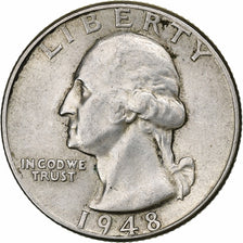 États-Unis, Washington Quarter, 1948, Philadelphie, Argent, TTB+, KM:164