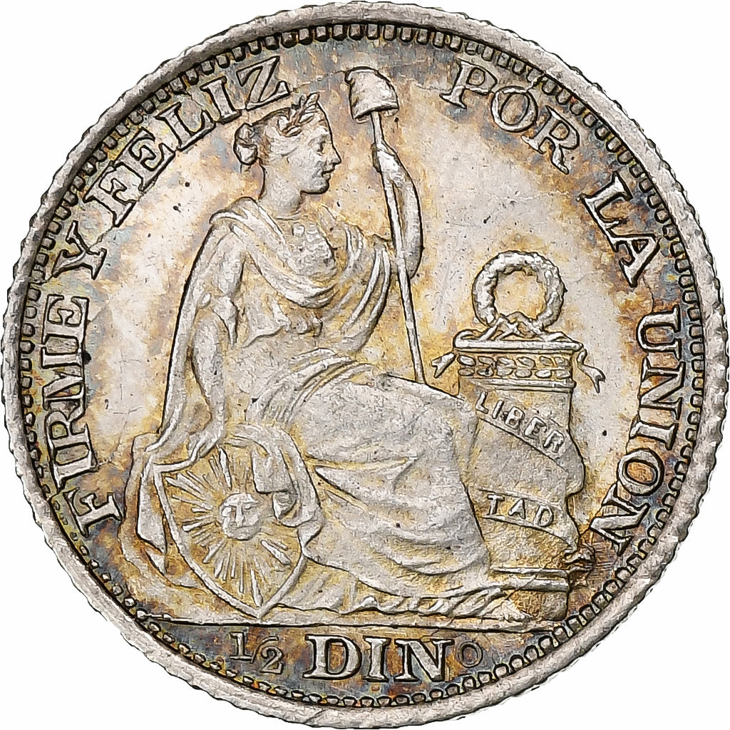 Pérou, SOUTH PERU, 1/2 Dinero, 1892, Lima, Argent, SUP, KM:206.1