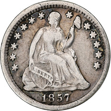 Estados Unidos, Half Dime, Seated Liberty, 1857, Philadelphia, Plata, BC+