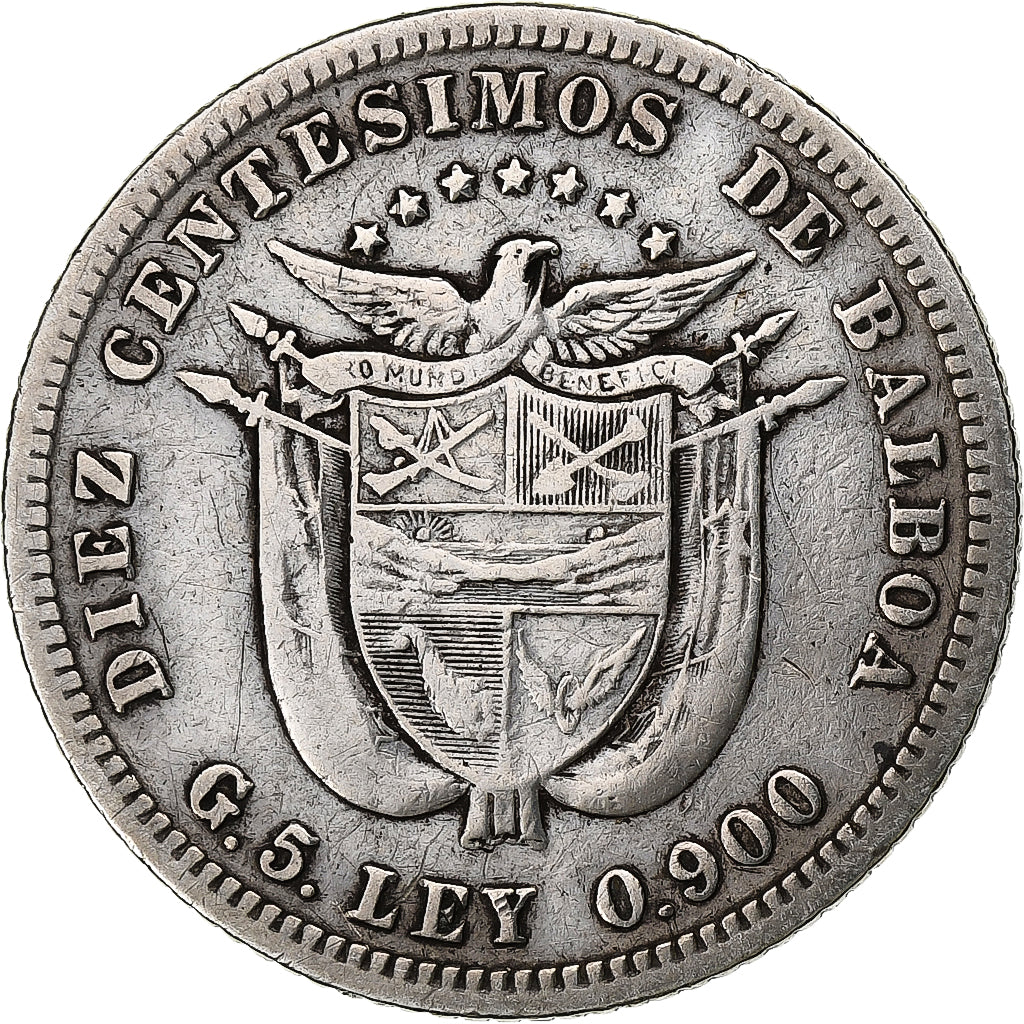 Panama, 10 Centesimos, 1904, Zilver, FR, KM:3