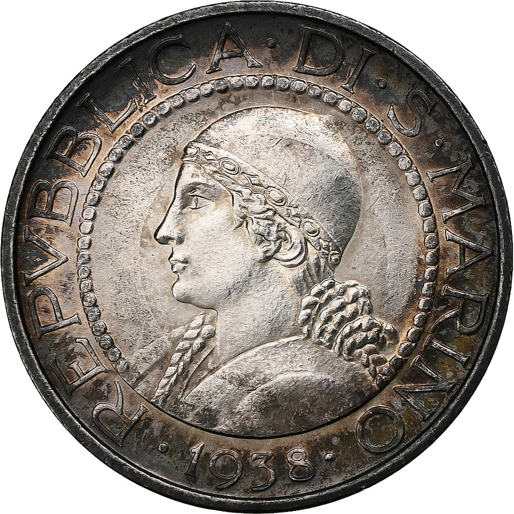 Saint Marin , 5 Lire, 1938, Rome, Argent, TTB+, KM:9