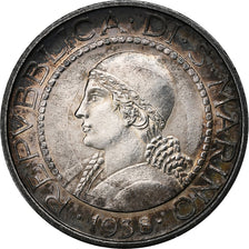 Saint Marin , 5 Lire, 1938, Rome, Argent, TTB+, KM:9