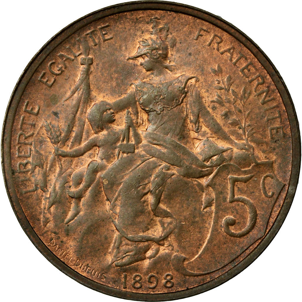 Coin, France, Dupuis, 5 Centimes, 1898, Paris, MS(60-62), Bronze, Gadoury:165