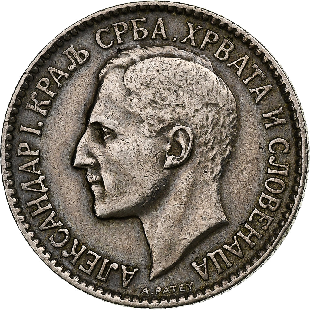 Iugoslavia, Alexander I, Dinar, 1925, Poissy, Nichel-bronzo, BB, KM:5