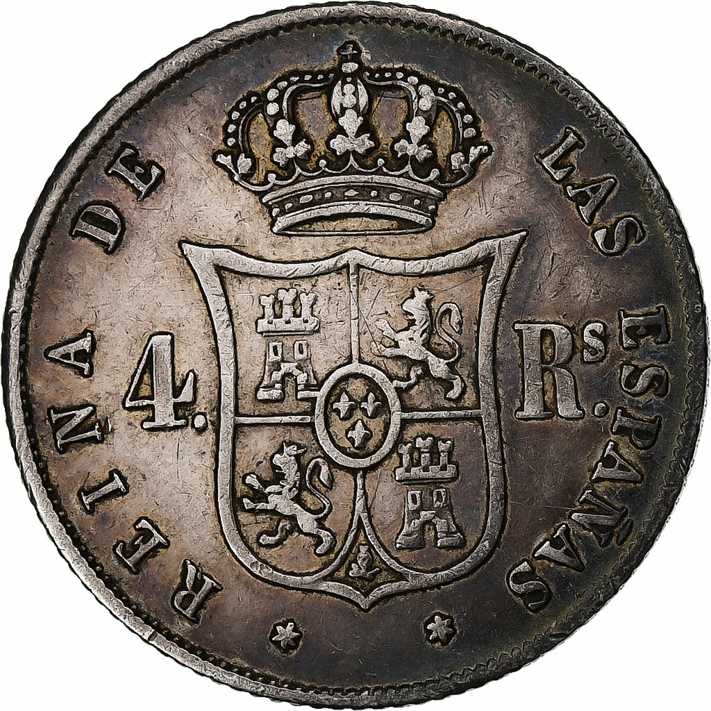 Spagna, Isabel II, 4 Réales, 1852, Madrid, Argento, BB, KM:600.2