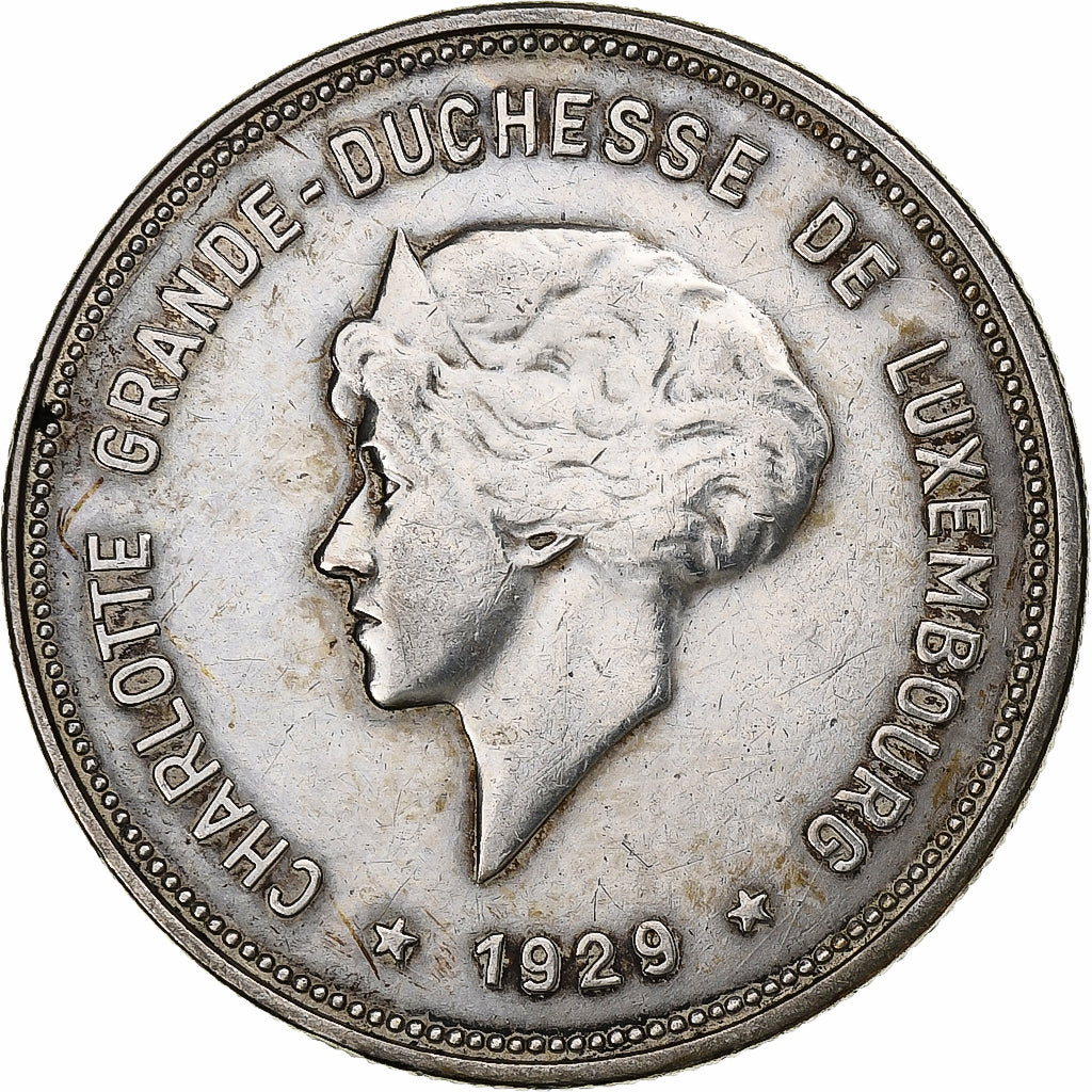 Lussemburgo, Charlotte, 5 Francs, 1929, Argento, BB, KM:38