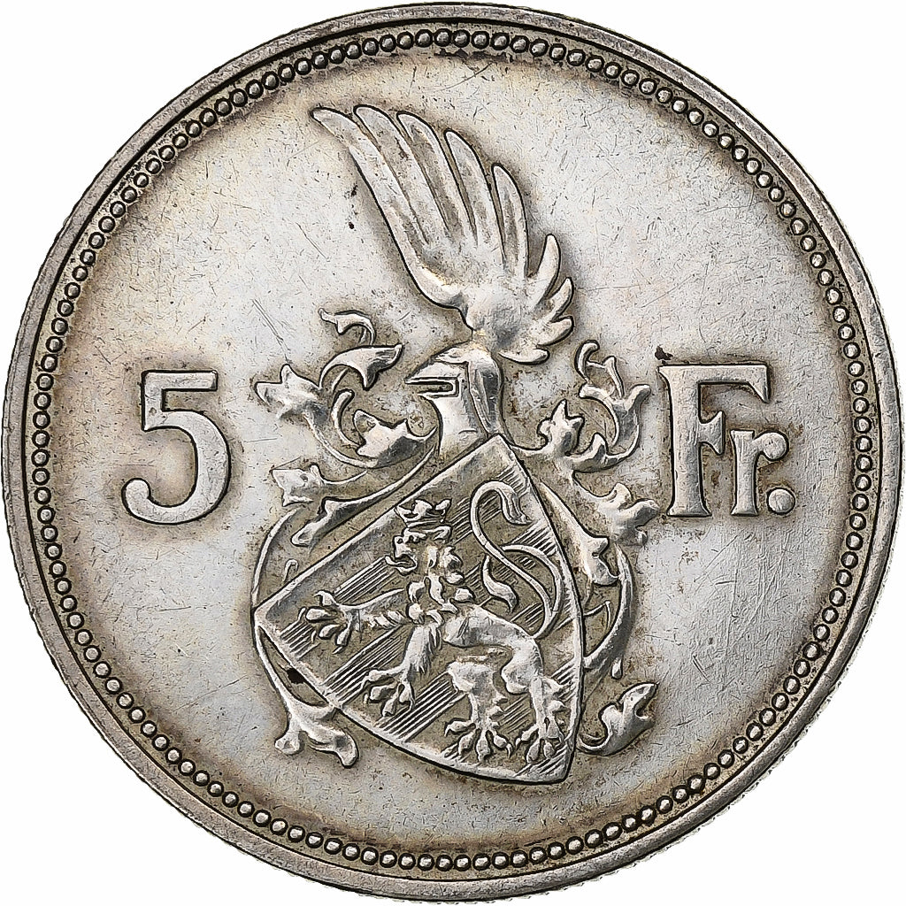 Lussemburgo, Charlotte, 5 Francs, 1929, Argento, BB, KM:38