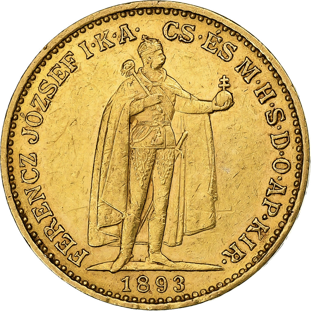 Ungheria, Franz Joseph I, 20 Korona, 1893, Kormoczbanya, Oro, BB+, KM:486