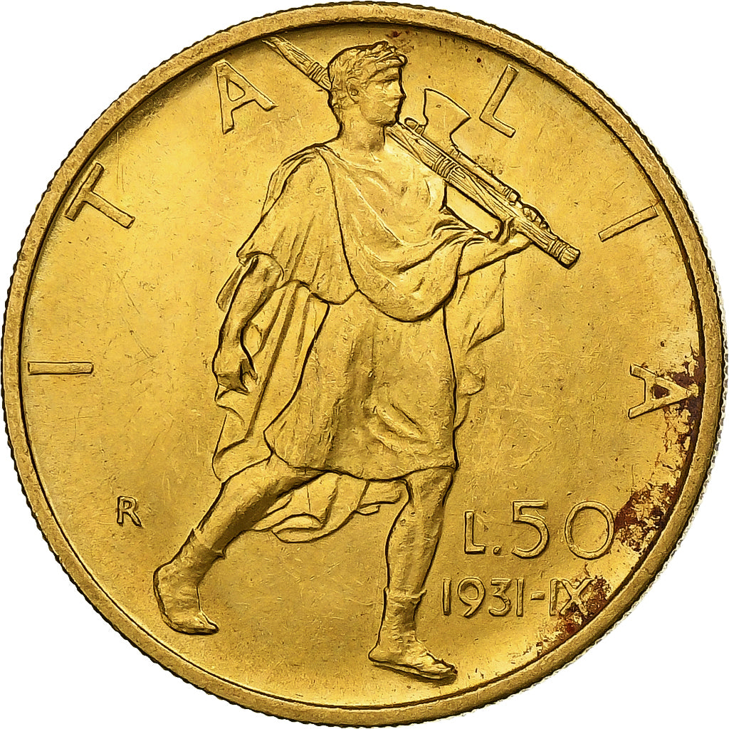 Itália, Vittorio Emanuele III, 50 Lire, 1931, Rome, Dourado, MS(60-62), KM:71