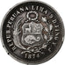 Peru, SOUTH PERU, 1/5 Sol, 1874, Lima, Prata, EF(40-45), KM:191