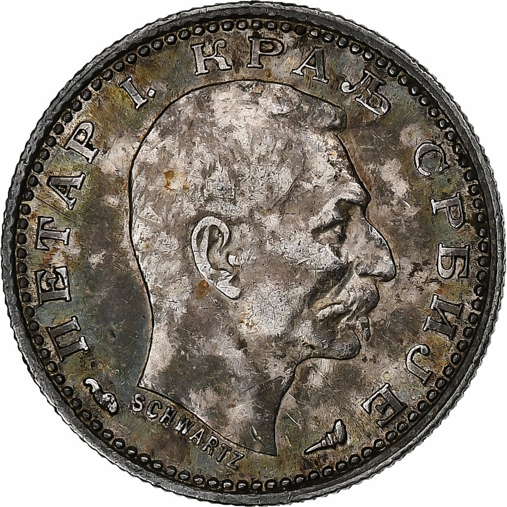 Serbia, Peter I, 50 Para, 1915, Argento, BB, KM:24.1