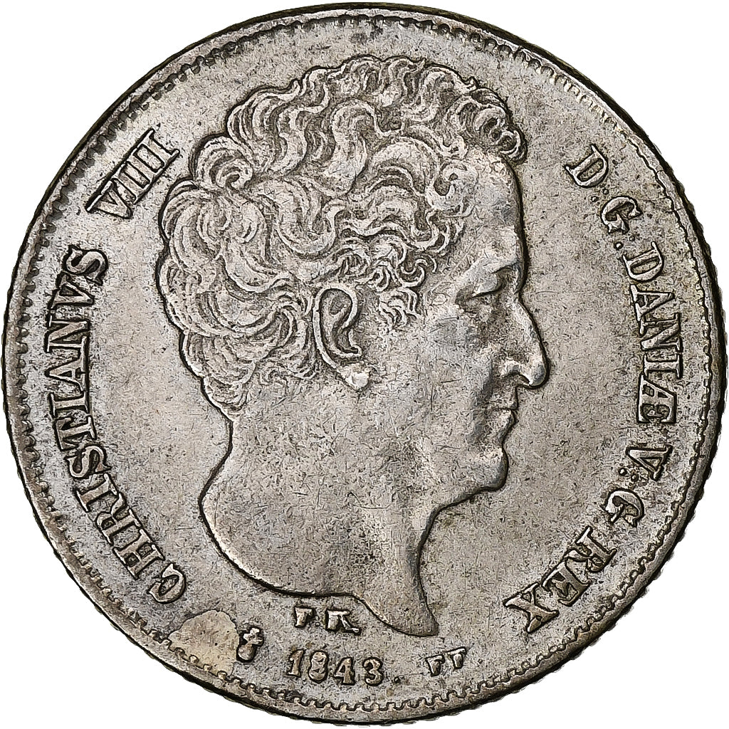 Dania, Christian VIII, 32 Rigsbankskilling, 1843, Altona, Srebro, AU(50-53)