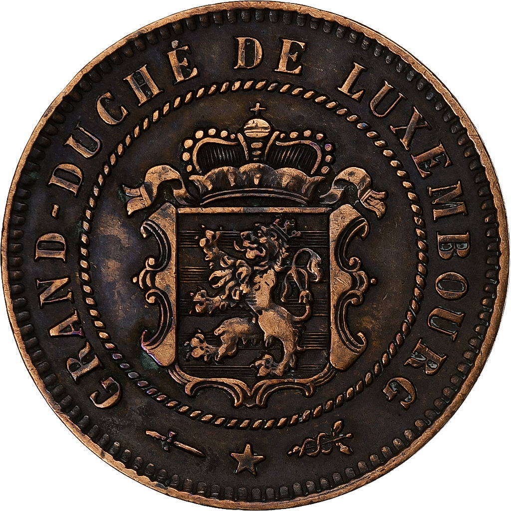 Luxemburgo, William III, 5 Centimes, 1854, Utrecht, Bronce, MBC, KM:22.1