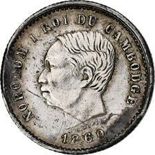 Camboja, Norodom I, 50 Centimes, 1860, Prata, EF(40-45), Lecompte:45