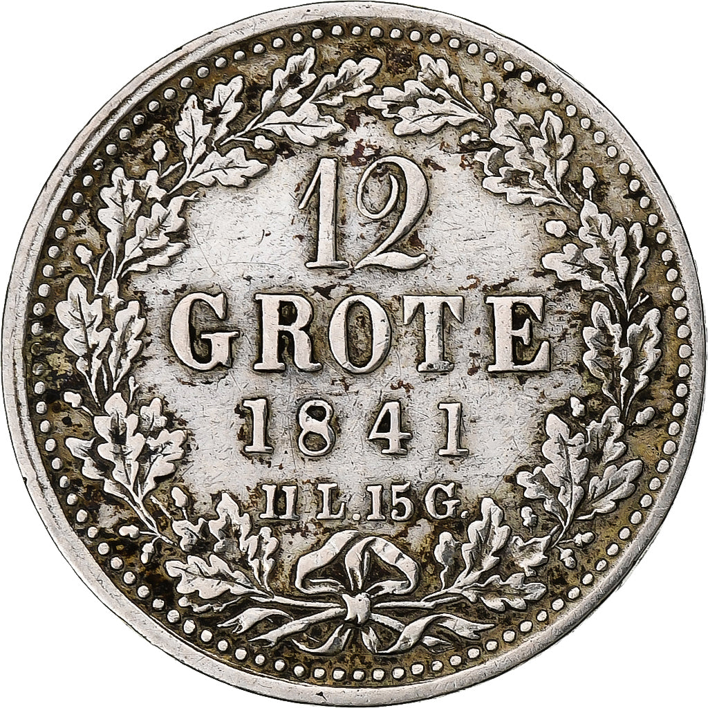 Etats allemands, BREMEN, 12 Grote, 1/6 Thaler, 1841, Argent, TTB, KM:232