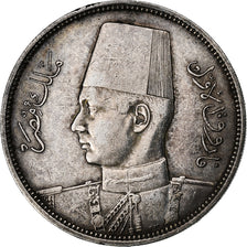 Egito, Farouk, 5 Piastres, 1939 / AH 1358, British Royal Mint, Prata, EF(40-45)
