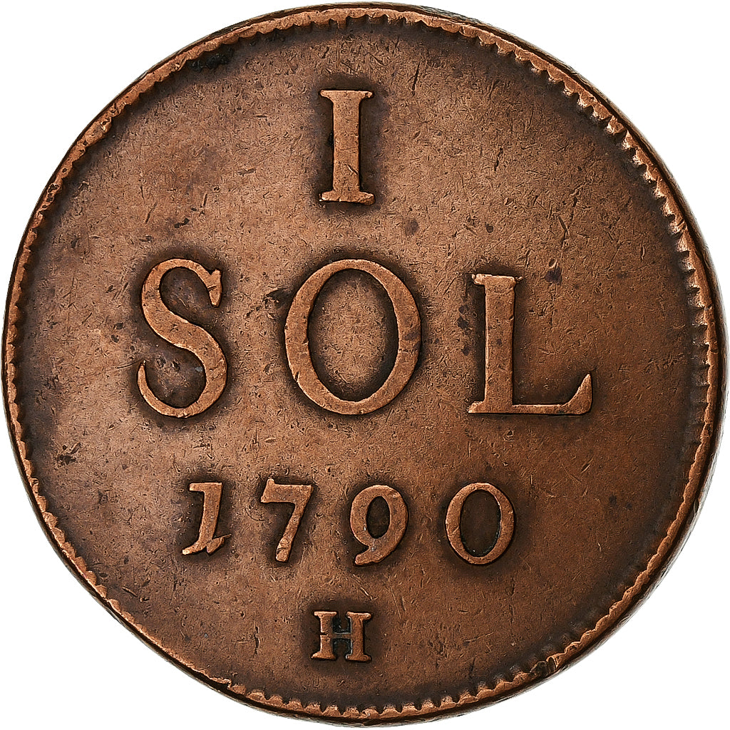 Luxembourg, Leopold II, Sol, 1790, Günzburg, Copper, VF(30-35), KM:15