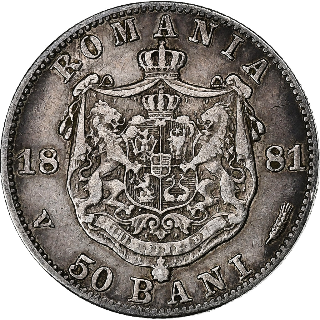 Romania, Carol I, 50 Bani, 1881, Vienna, Argento, MB+, KM:13