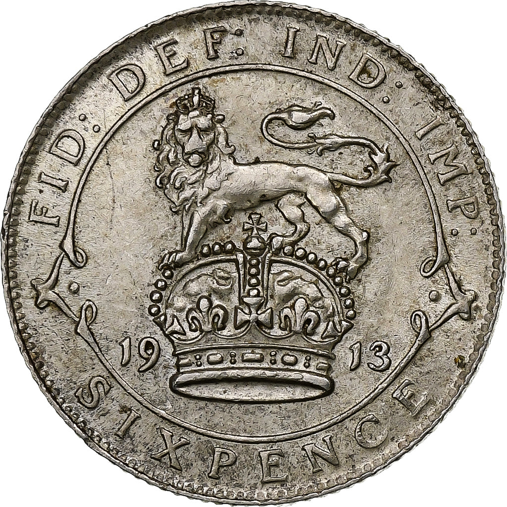 Wielka Brytania, George V, 6 Pence, 1913, Srebro, AU(50-53), KM:815