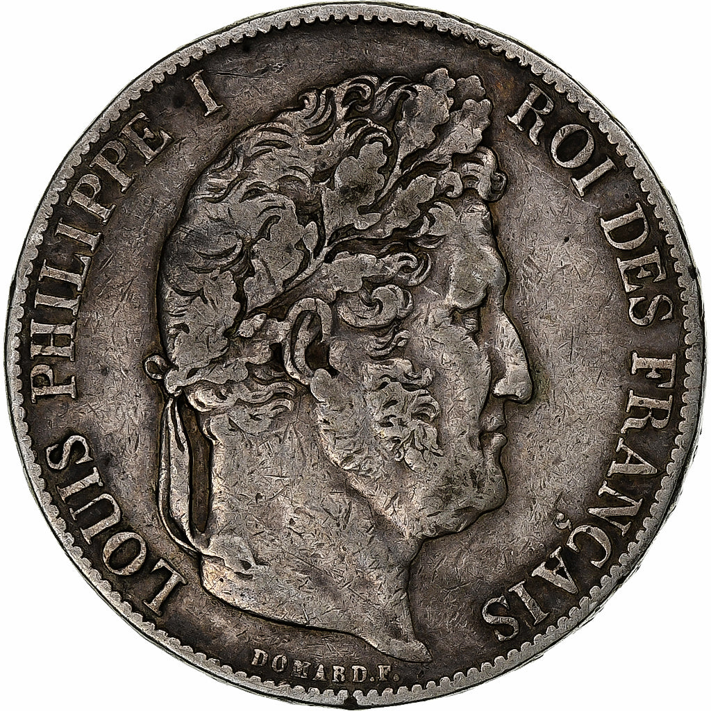 France, 5 Francs, Louis-Philippe, 1845, Strasbourg, Silver, VF(30-35)