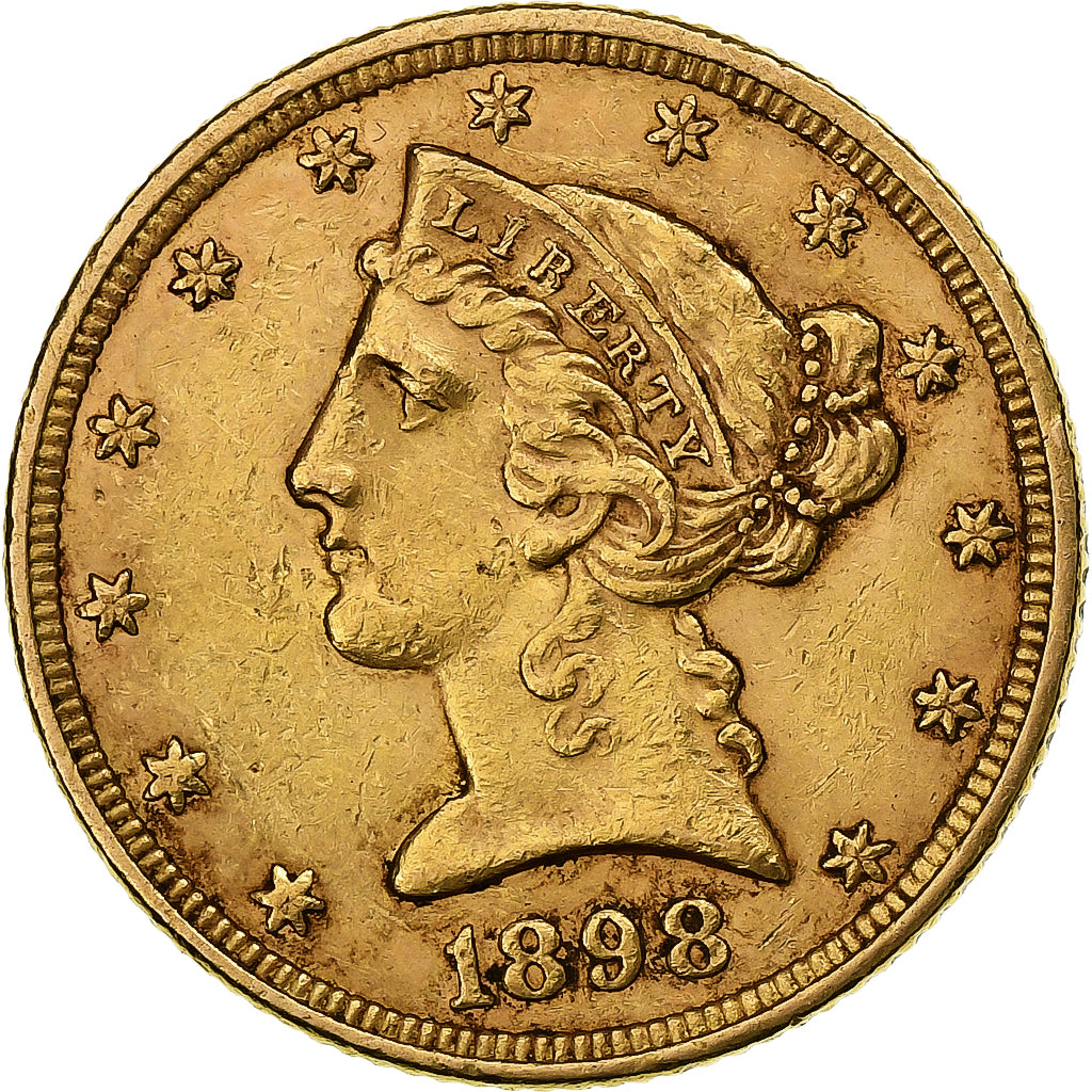 États-Unis, 5 Dollars, Coronet Head, 1898, Philadelphie, Or, TTB, KM:101