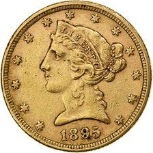 Stati Uniti, 5 Dollars, Coronet Head, 1895, Philadelphia, Oro, BB, KM:101