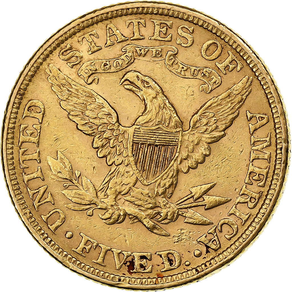 Stati Uniti, 5 Dollars, Coronet Head, 1895, Philadelphia, Oro, BB, KM:101