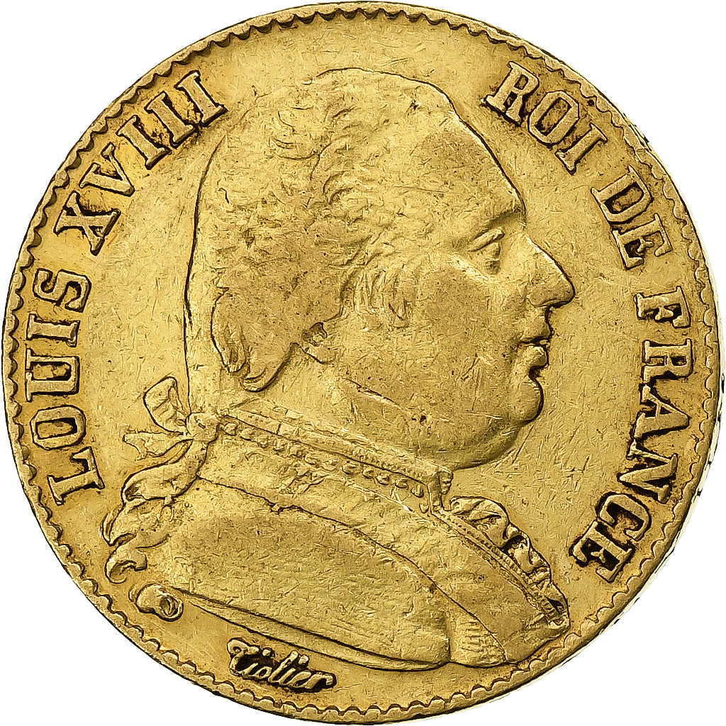 Francia, Louis XVIII, 20 Francs, Louis XVIII, 1814, Paris, Oro, MBC
