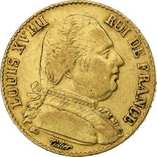 Francia, Louis XVIII, 20 Francs, Louis XVIII, 1814, Paris, Oro, MBC