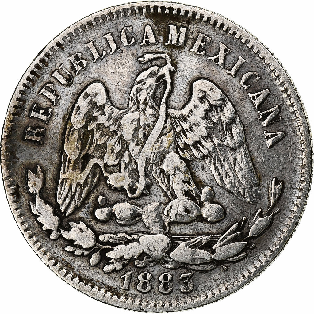 Mexiko, 25 Centavos, 1883, Zacatecas, Silber, S+, KM:406.9