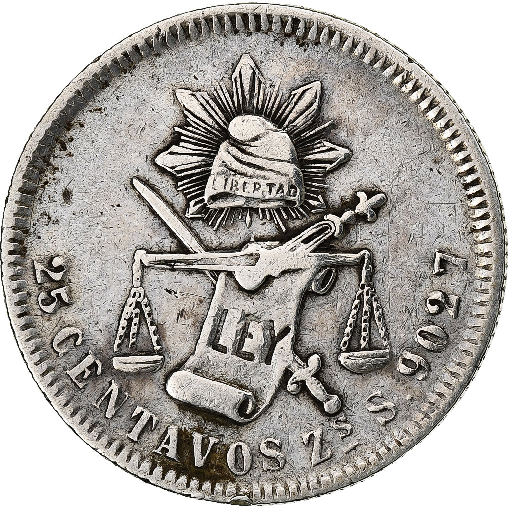 Mexiko, 25 Centavos, 1883, Zacatecas, Silber, S+, KM:406.9