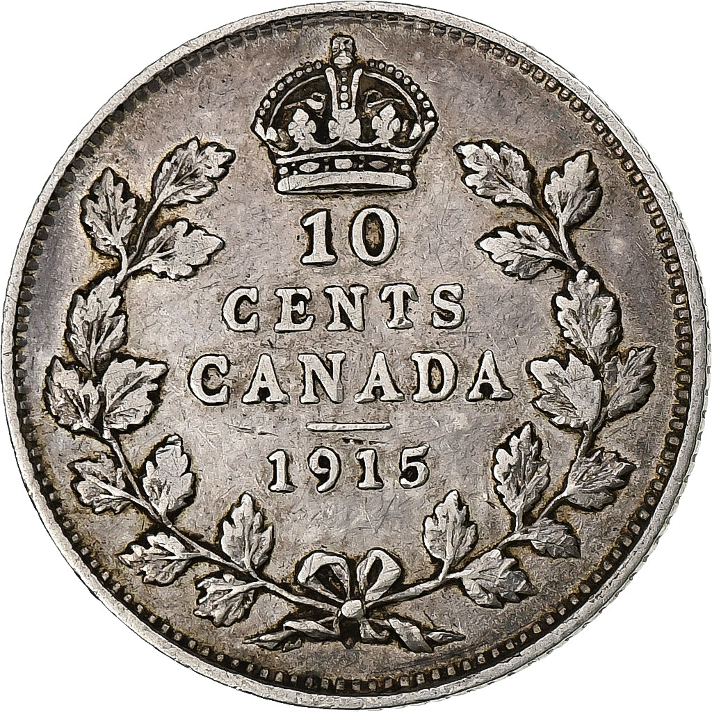 Canada, George V, 10 Cents, 1915, Royal Canadian Mint, Argent, TTB, KM:23
