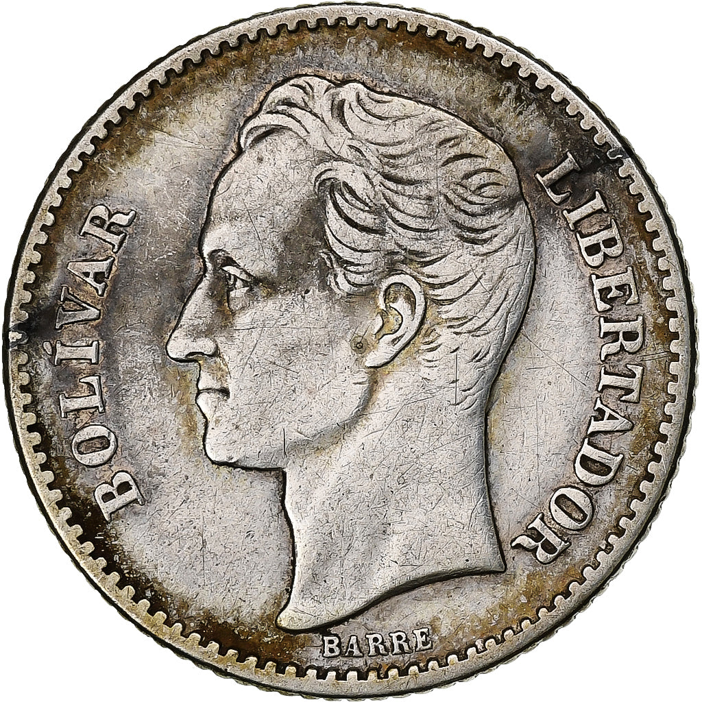 Venezuela, Gram 5, Bolivar, Simon Bolivar, 1929, Plata, BC+, KM:22
