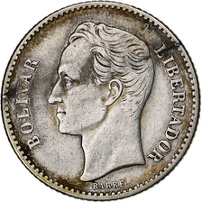 Venezuela, Gram 5, Bolivar, Simon Bolivar, 1929, Plata, BC+, KM:22