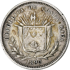 Costa Rica, 5 Centavos, 1890, Heaton, Silver, EF(40-45), KM:128