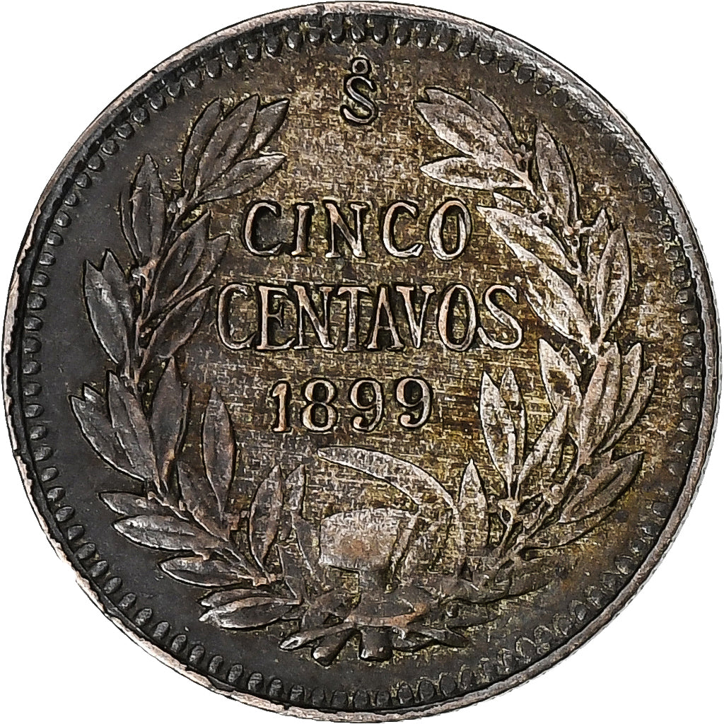 Chile, 5 Centavos, 1899, Santiago, Silver, VF(30-35), KM:155.2
