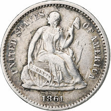 États-Unis, Half Dime, Seated Liberty, 1861, Philadelphie, Argent, TB+, KM:91