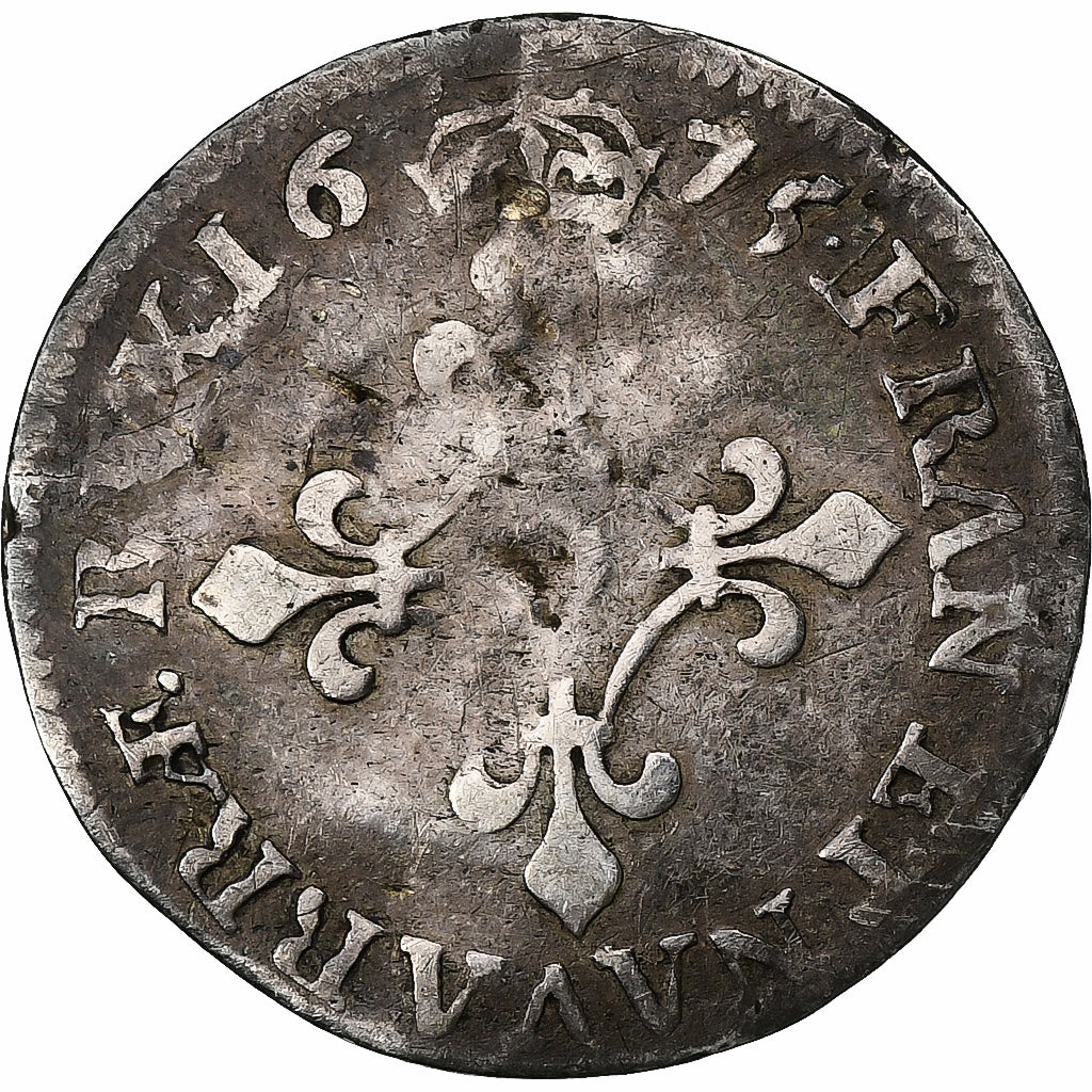 France, Louis XIV, 4 Sols des Traitants, 1675, Vimy, Silver, VF(20-25)