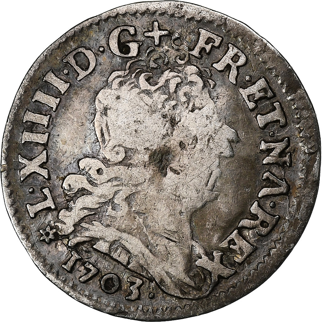 France, Louis XIV, 5 Sols aux insignes, 1703, Strasbourg, réformé, Argent, TB