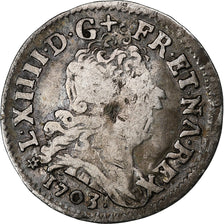France, Louis XIV, 5 Sols aux insignes, 1703, Strasbourg, réformé, Argent, TB