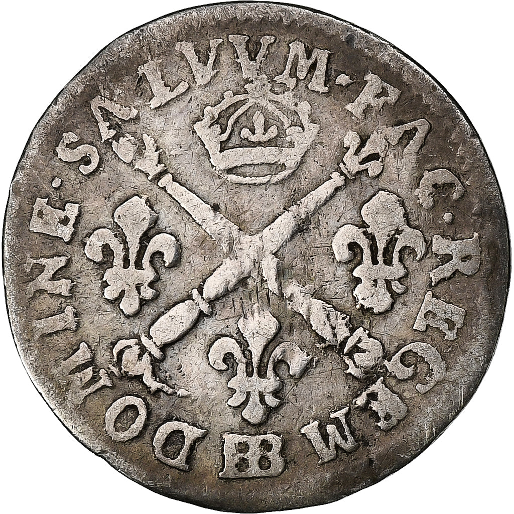 France, Louis XIV, 5 Sols aux insignes, 1703, Strasbourg, réformé, Argent, TB