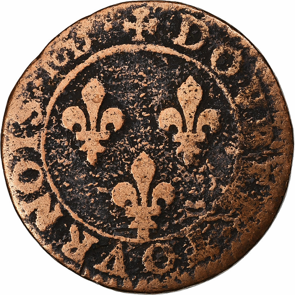 France, Louis XIII, Double Tournois, buste lauré et cuirassé, 1615, Amiens