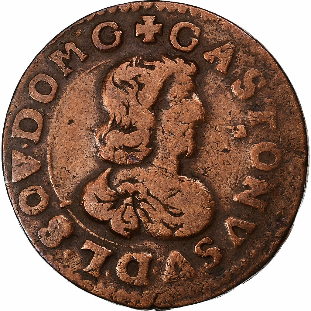 France, Gaston d'Orléans, Double Tournois, 1642, Trévoux, Cuivre, TB+